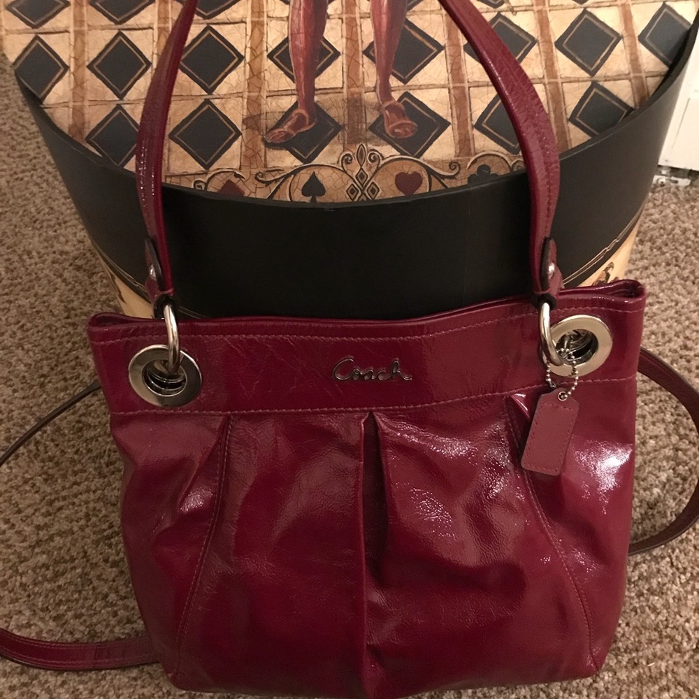 Coach Ashley Hippie Red (Garnet) Patent Bag